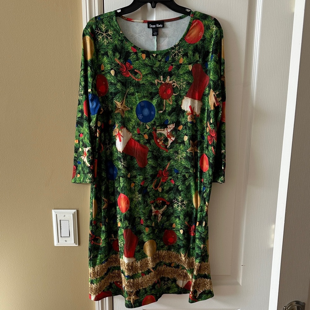Dana Kay Festive Holiday Dress - Green, Red, Gold